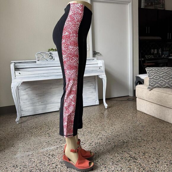 Free People Checkmate Flare Leggings Pants  Small Checkered Black Red Pull On - Picture 3 of 9